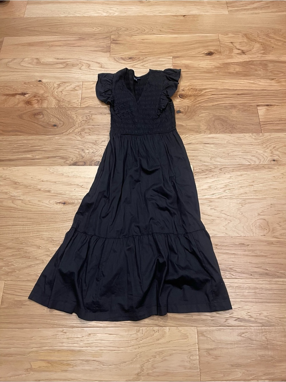 GAP Black Ruffle Sleeve Maxi Dress